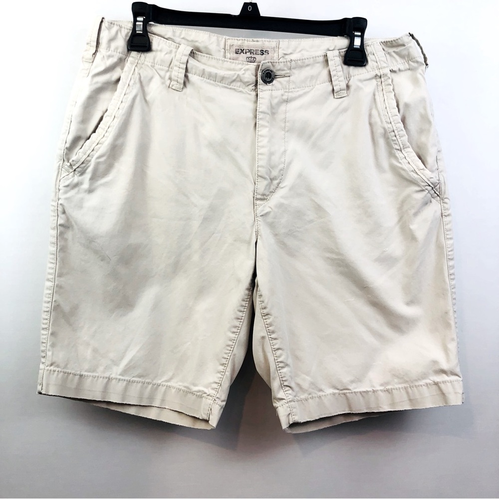 Express Mens Tan Flat Front Shorts